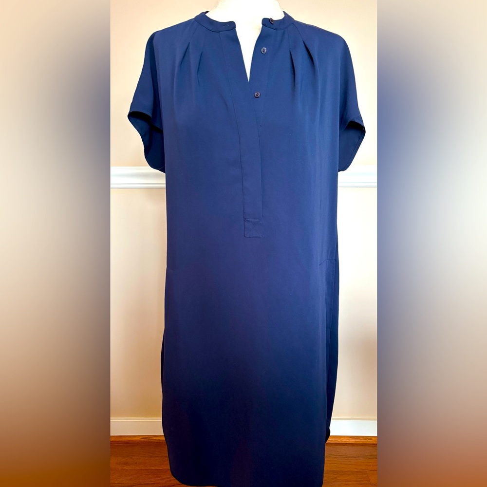 Vince Navy Blue Split neck short sleeve popover dress,Size: LG PreLoved